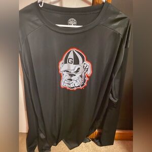 Black Long Sleeve Shirt with Bulldog Graphic
